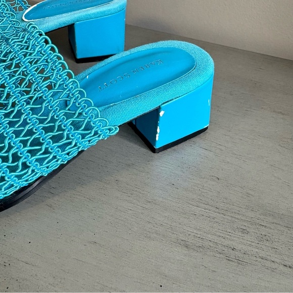 Karen Scott Blue Woven Netted Slip On Sandals Slide Heel Women 8M Open Toe - Picture 3 of 11